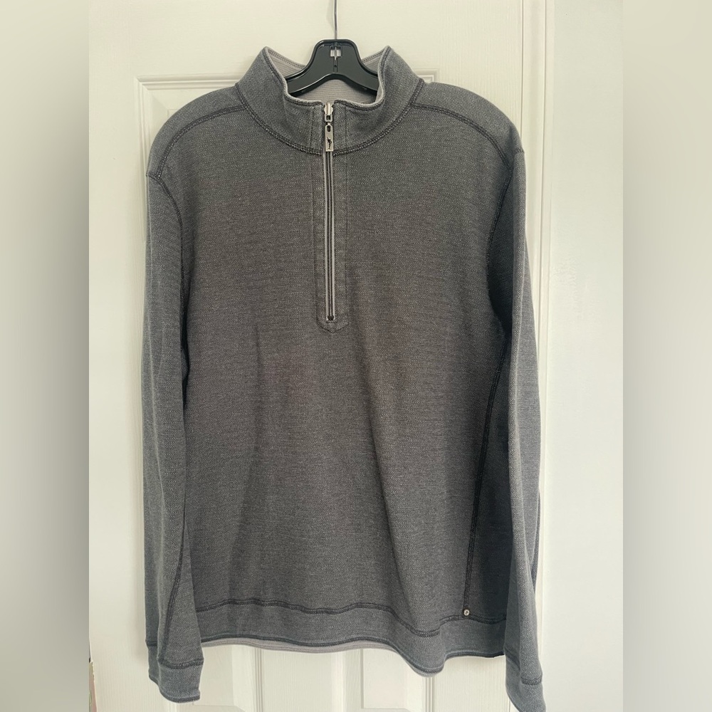 Tommy Bahama Men's Grey Half-Zip Sweater Size XL